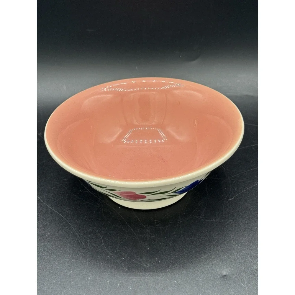 Vintage Syracuse China Bowl Pink Blue Floral 1-66 USA Cottagecore Replacement